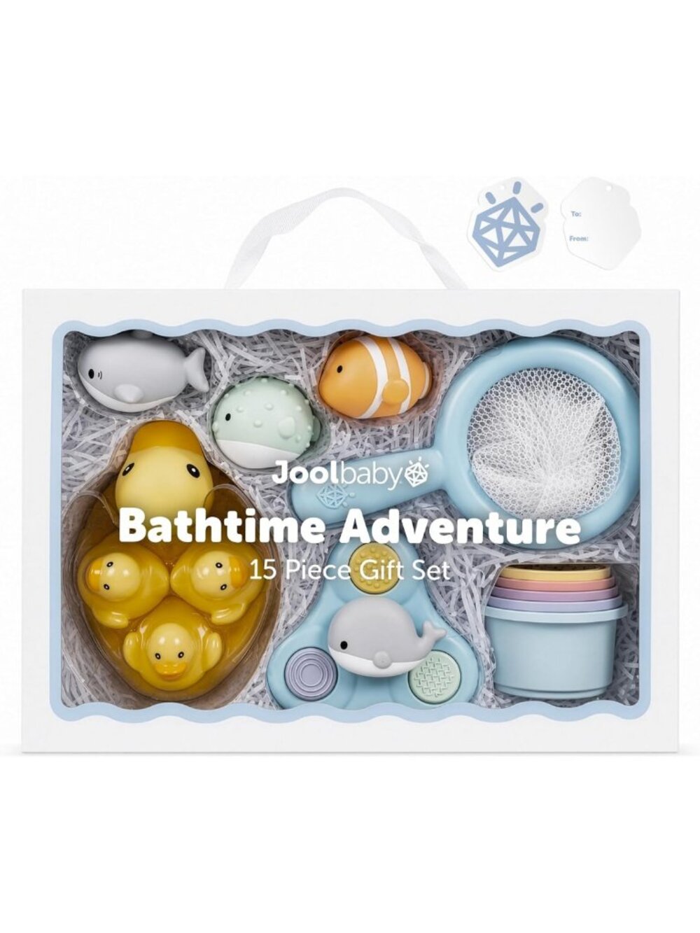 15-Piece Bath Toy Set with Storage Organizer | Award-Winning Gift for Kids